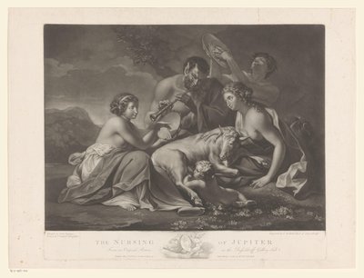Jupiter gezoogd door de geit Amalthea The Nursing of Jupiter (titel på objekt) av Johann Gerard Huck