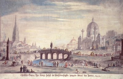 Offentligt framträdande av Hennes Kungliga Höghet Prinsessan Isabella av Parma fru till Josef II av Österrike (1741-90), 1760 av Johann Gfall