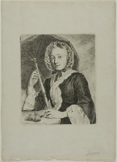Kvinna med ett parasoll (Friedrich Christian Glume, konstnärens svägerska) av Johann Gottlieb Glume