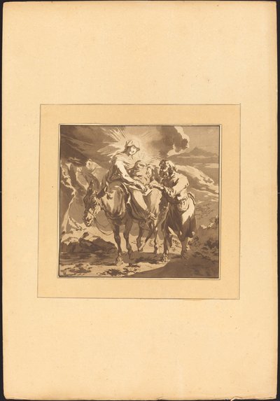 Flygningen till Egypten av Johann Gottlieb Prestel after Nicolaes Pietersz Berchem
