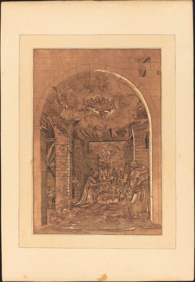 Tillbedjan av herdarna av Johann Gottlieb Prestel after a 16th Century German Artist