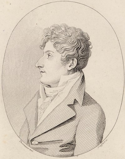 Porträtt av kompositören Francesco Morlacchi 1784-1841, ca 1820. av Johann Gottlob Seyffert