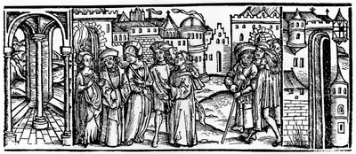 En folio från Boethius, Consolation of Philosophy, 1910. av Johann Gruninger