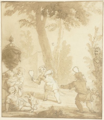 Allegorisk representation med barn som leker av Johann Heinrich Keller (II)