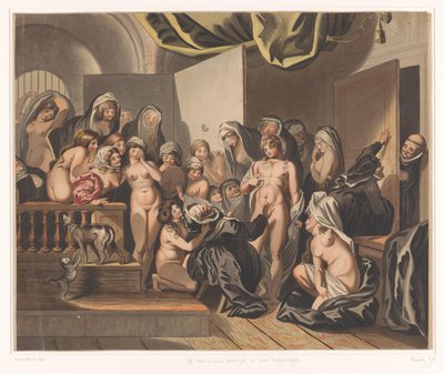 Abdes upptäcker en ung man bland hennes avklädda nunnor av Johann Heinrich Ramberg
