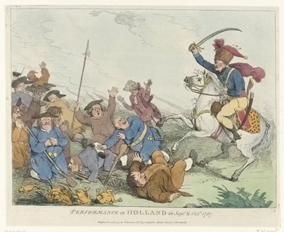 Showen Föreställning i Holland i sept.r & okt.r 1787 (titel på objekt) Fyra engelska tecknade serier om patrioterna 1787 (serietitel) av Johann Heinrich Ramberg