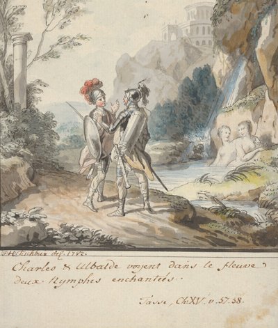 Carlo och Ubaldo motsätter sig förtrollningarna av Armidas nymfer från Torquato..., 1782. av Johann Heinrich Tischbein