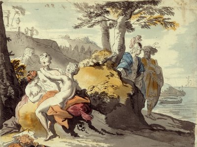 Telemachus och mentor på Cypern (grafit & wc på papper) av Johann Heinrich Tischbein