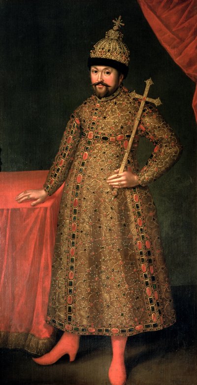 Porträtt av tsar Michael III Fyodorovich (1596-1645), 1728 av Johann Heinrich Wedekind