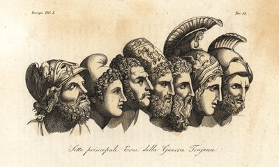 Byster av sju främsta hjältar från det trojanska kriget av Johann Heinrich Wilhelm (after) Tischbein