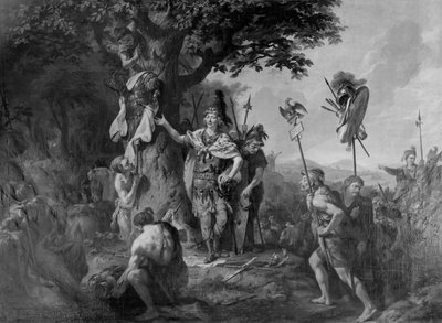 Hermann firar segern efter slaget i Teutoburgerskogen av Johann Heinrich Wilhelm Tischbein
