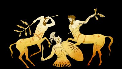 Theseus slåss mot kentaurerna vid Pirithous bröllop till Hippodamia, ca 1796 (kopparstick) av Johann Heinrich Wilhelm Tischbein