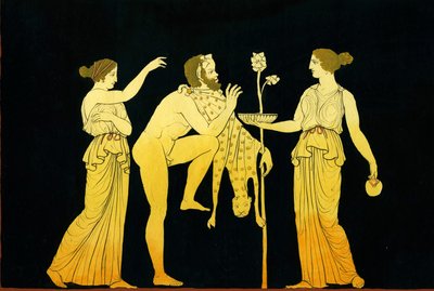 Två maenads erbjuder vin till Dionysos c.1796 av Johann Heinrich Wilhelm Tischbein