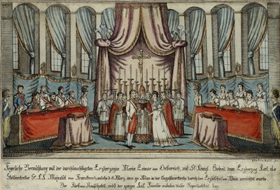 Marie-Louise gifte sig med Napoleon genom ombud i Wien, med ärkehertig Charles som representant för Napoleon, 18 av Johann Hieronymus Loeschenkohl