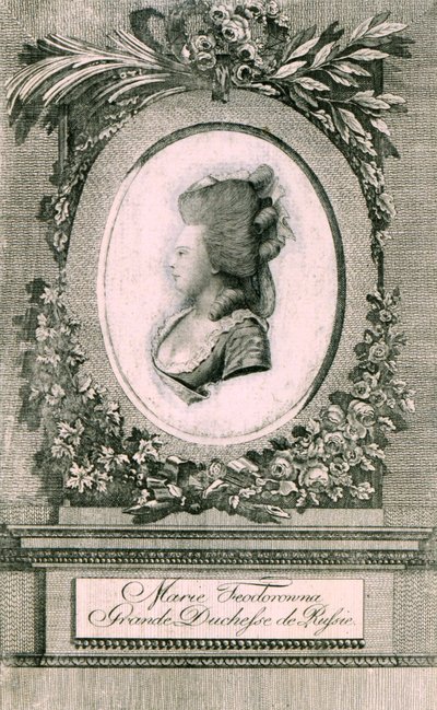 Porträtt av storhertiginnan Maria Feodorovna Sophie Dorothea av Württemberg 1759-1828, 1781 av Johann Hieronymus Loeschenkohl