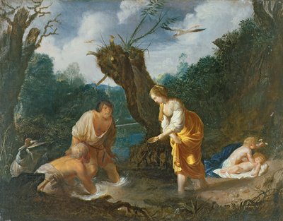Latona förvandlar bönderna till grodor, ca 1644 (olja på koppar) av Johann Hulsman
