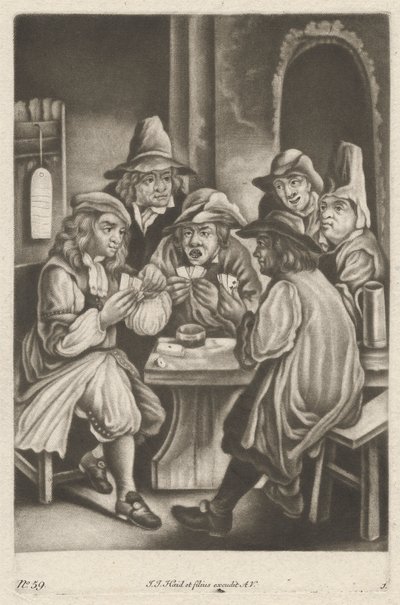 Män spelar kort av Johann Jacobus Haid