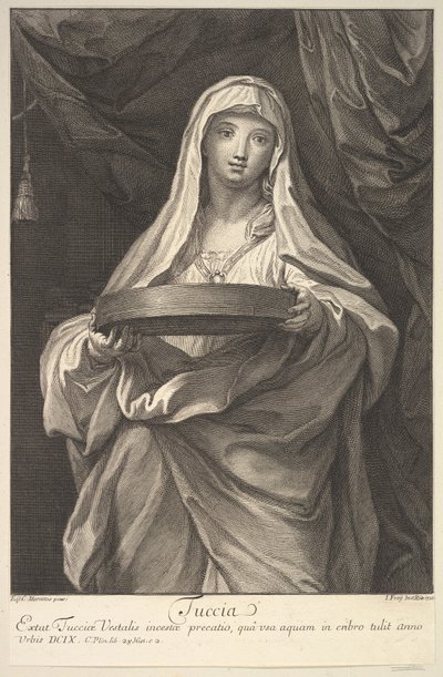 Tuccia, 1720. av Johann Jakob Frey the Elder