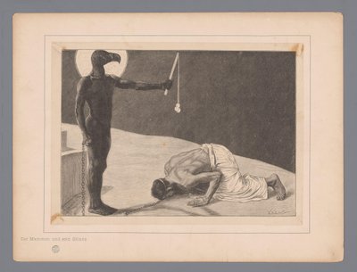 Tillbedjan av Mammon Der Mammon und sein Sklave (titel på objekt) Sju mystiska representationer (serietitel) av Johann Jakob Weber