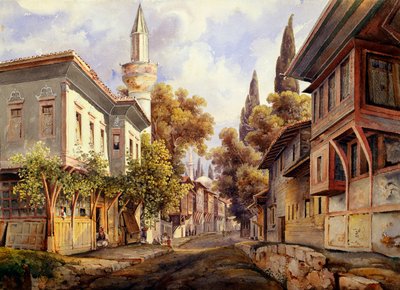 "En gata i Konstantinopel", 1835 av Johann Jakob Wolfensberger