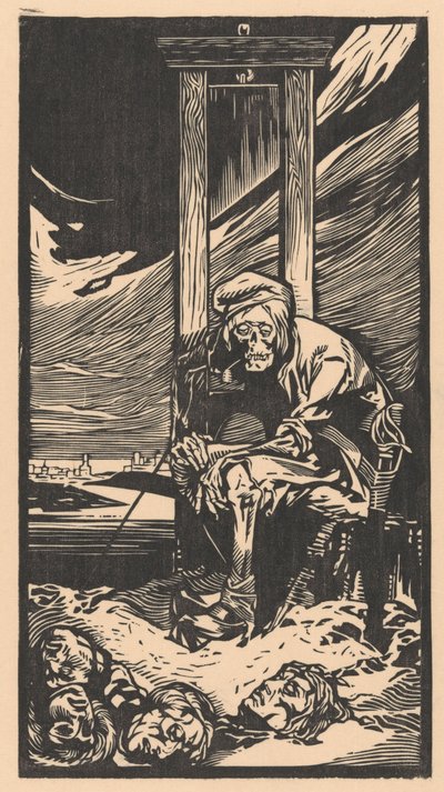 Döden av en giljotin (tryck) av Johann Joseph Aarts