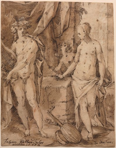 Apollon med Erato och Amor, 1595. av Johann Kellerthaler