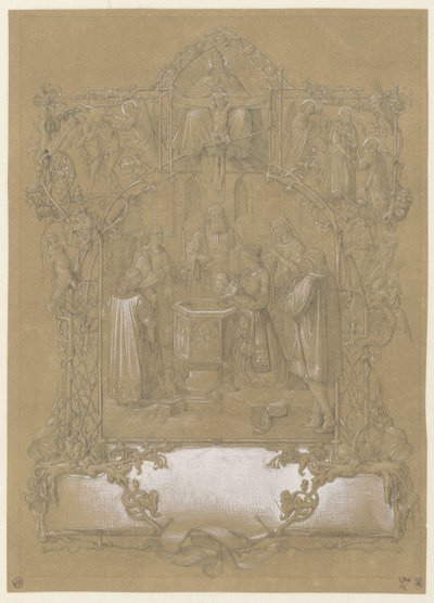 Design för ett dopkort av Johann Klein (attributed to)