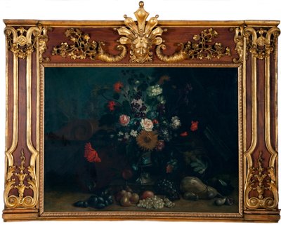 Blommigt stilleben med solros och flaskkalebass av Johann Kunstner