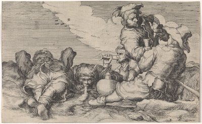 Fem drickande bröder av Johann Liss (attributed to)