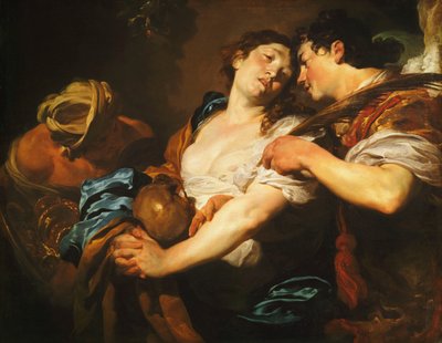 En ångerfull syndare som vände sig bort från frestelsen och erbjöd en frälsningspalm av en ängel, av Johann Liss or Lis or von Lys