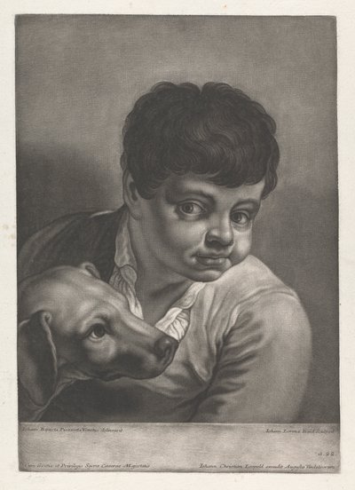 Porträtt av pojke och hund av Johann Lorenz Haid