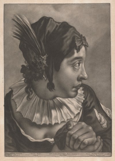 Porträtt av en kvinna som bär en fjäder av Johann Lorenz Haid