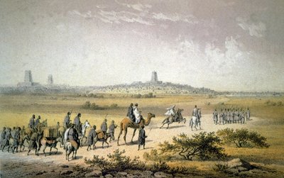 Heinrich Barth närmar sig Timbuktu, ca 1860 (litografi) av Johann Martin (after) Bernatz