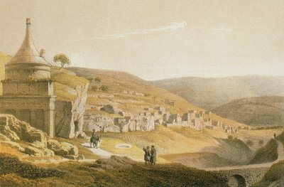 Absaloms och Siloans grav. Etsning av Bernatz et alii - Steinkopk J.F. Editore av Johann Martin Bernatz