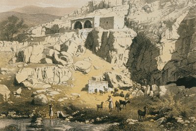 Utsikt över Baniyas. Etsning av Bernatz et alii - Steinkopk J.F. Editore av Johann Martin Bernatz