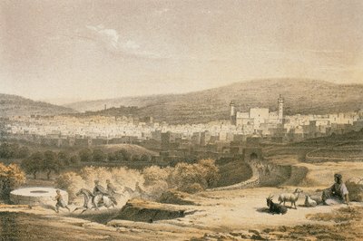 Utsikt över Betlehem. Etsning av Bernatz et alii - Steinkopk J.F. Editore av Johann Martin Bernatz
