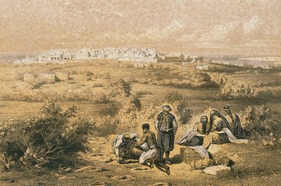 Utsikt över Haifa. Etsning av Bernatz et alii - Steinkopk J.F. Redaktör av Johann Martin Bernatz