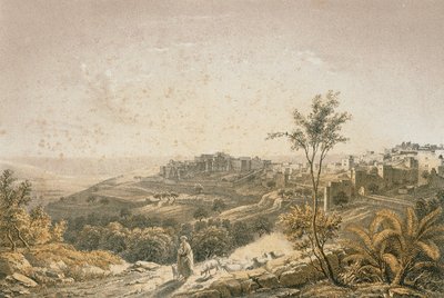 Utsikt över Jerusalem. Etsning av Bernatz et alii - Steinkopk J.F. Redaktör av Johann Martin Bernatz