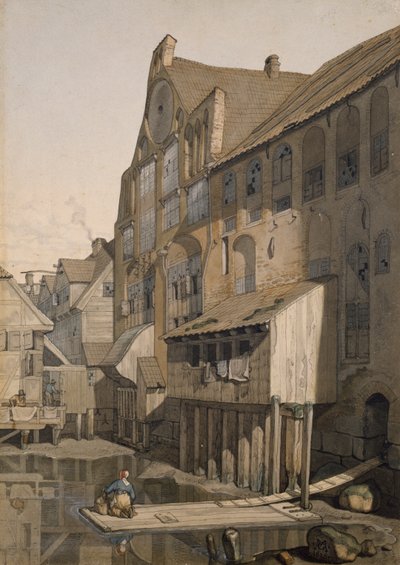 Norra sidan av St. Johannis Klosters i Hamburg (wc på papper) av Johann Martin Gensler