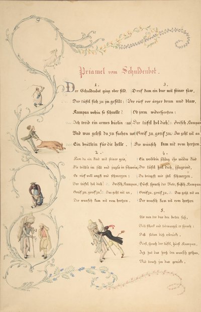 Sheets of Verses: Priamel vom Schuldenbot, sent 1700-tidigt 1800-tal. av Johann Martin Usteri