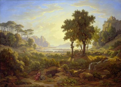 Italienskt landskap vid solnedgången av Johann Martin von Rohden