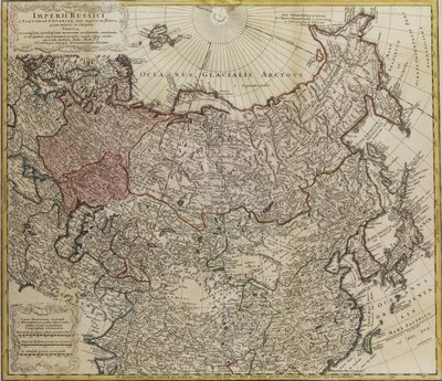 Karta över Ryssland Från: Hela imperiet av Ryssland och Tartary både större och asiatiska och mindre och av Johann Matthias Hase