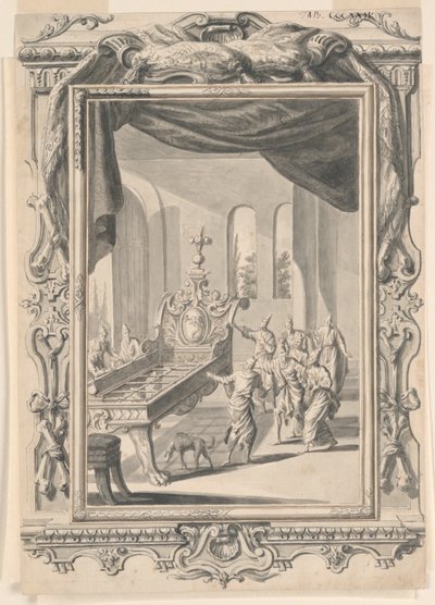 Studie för The Iron Bedstead of King Og, Plate 324, Physica Sacra av Johann Melchior Füssli