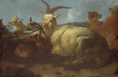 En getskötare som tittar på sina djur av Johann Melchior Roos