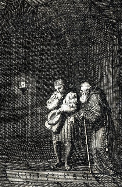 Kejsar Karl IV (1346-1378) samlas vid Widukind av Sachsens (eller Wittekind av Sachsens) grav i Enger Tyskland 1377 (Karl IV, tysk-romersk kejsare vid Widukinds grav (Widuking eller Wittekind) i Enger, Tyskland) Gravyr av Johann Michael Me av Johann Michael Mettenleiter