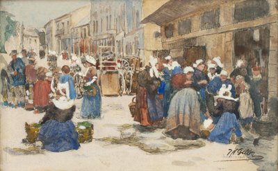Marknad i Concarneau av Johann Nepomuk Geller