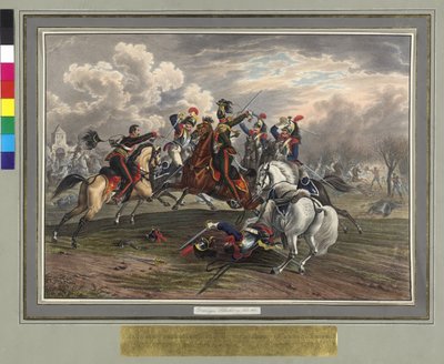 Frederic Dittmayer räddar den 17 februari 1814 vid Villeneuve överste sergeant baron av Trach ur fångenskapen franska kyrassiärer av Johann Nepomuk Hoechle