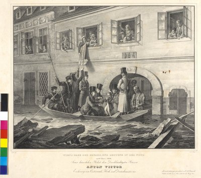 Av Wien dag för faran, och bärgning i Noth den 2 mars 1830 (litografi) av Johann Nepomuk Hoechle