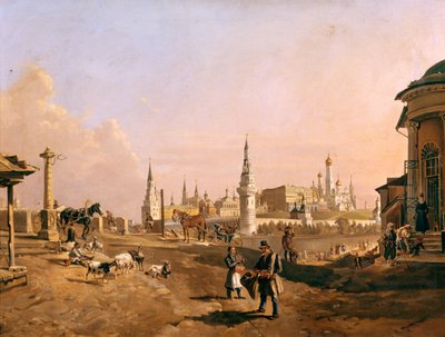 Utsikt över Bolshoy Kamenny-bron och Kreml från Zamoskvorechye, 1837 av Johann Nepomuk Rauch