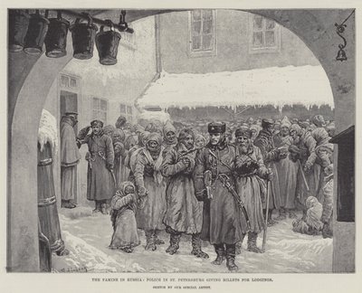 Hungersnöden i Ryssland, polisen i St Petersburg ger billetter för logi av Johann Nepomuk Schonberg